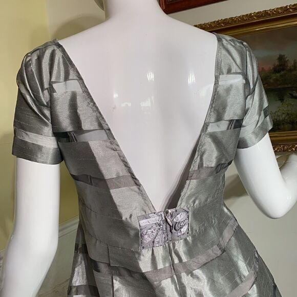 Muse Grey Organza Low Back Party Dress - Picture 7 of 15